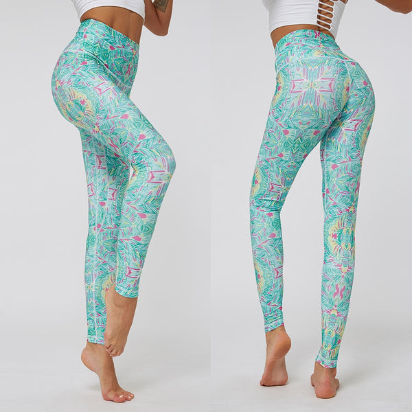 High Waist Print Yoga Pants Fitness Yoga Leggings Workout Running Leggings Gym Yoga Pants Elastic Slim Sports Leggings #N