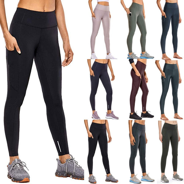 9 color Women's Yoga Pants High Waist And Tight Fitness Running Yoga Pants Seamless Leggings Nude Hidden Pocket Gym Girl Leggins