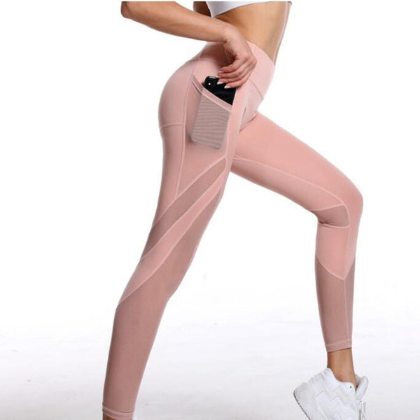 Women's High Waist Yoga Leggings Fitness Sports Exercise Running Jogging Pants Leggins Sportswear With Phone Pocket