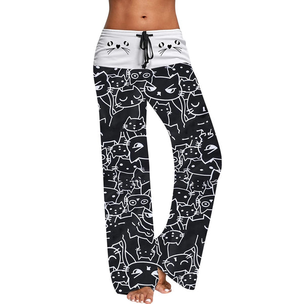 Sports Gym Running Yoga Cat print Running Leggings Women Wide Leg Pants Women Breathable Pantalones Yoga sport femme fitness#BL5