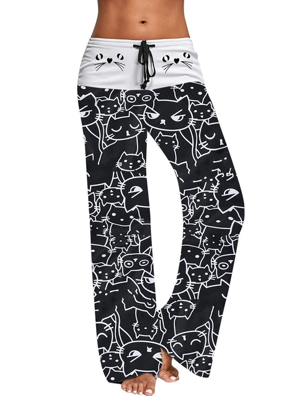 Sports Gym Running Yoga Cat print Running Leggings Women Wide Leg Pants Women Breathable Pantalones Yoga sport femme fitness#BL5