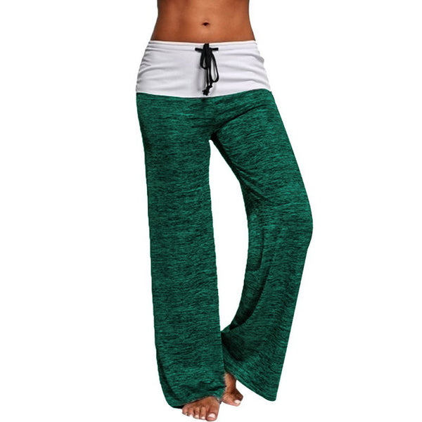 2020 New Loose Leggings Women Wide Leg Yoga Pants Lace Up Fitness Plus Size Trousers High Waist Female Patchwork Boot Cut Pants