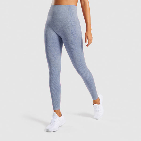 Women Blue Seamless Leggings Tummy Control Yoga Leggings High Waist Booty Leggings Sport Fitness Gym Leggings Athletic Tights