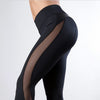 Fashion Women Mesh Leather Leggings Fitness Workout Patchwork Running Stretch Yoga Leggings HIgh Waist Slim-Fiting Sweatpants