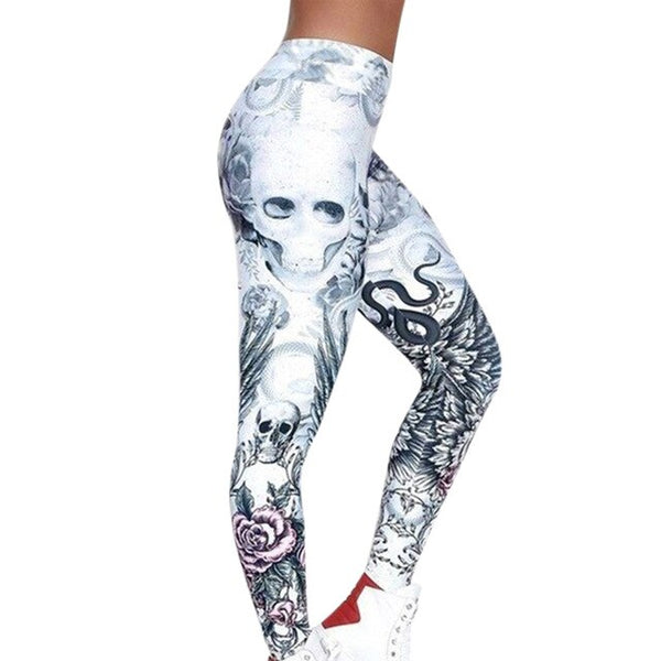 Women Sweatpant Fashion Skull Printed Skinny Slim High Waist Yoga Leggings Pants Leggings Sport Women Fitness Spodnie Damskie#30