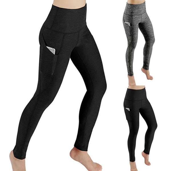 Women Solid Workout Out Pocket Leggings Fitness High Waist Fitness Tights Slim Sports Gym Running Yoga Athletic Pants 2019