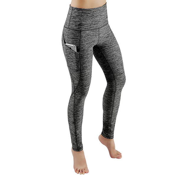 Women Solid Workout Out Pocket Leggings Fitness High Waist Fitness Tights Slim Sports Gym Running Yoga Athletic Pants 2019